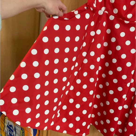 GOLIGHTLY PIN UP GIRL Red & White Polkadots Full Skirt Fit & Flare Midi DRESS! - Picture 8 of 15